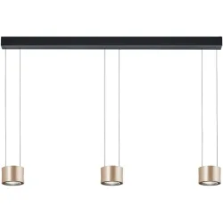 Designer-Pendellampe Bankamp Impulse Roségold 3-flammig vertical flex - Farbe: Rose/Gold eloxiert - LED - Lichtfarbe: Extra warmweiss - Material:
