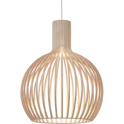 Secto Design Pendellampe Octo Small Beige Holz 45 cm 55 cm - Farbe: natur - LED - Lichtfarbe: Warmweiss - Material: Birke - Pendellampe- LED