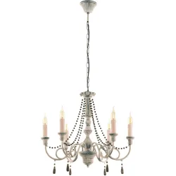 Eglo Kronleuchter Colchester Braun/Grau Stahl 110 cm - Farbe: Taupe-antik - LED - Material: Holz/Stahl - Kronleuchter- LED Energiesparlampe