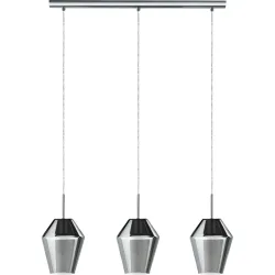 Eglo Pendellampe Murmillo Schwarz/Grau Stahl 17 cm 150 mm - Farbe: silber - Material: Stahl/ Glas - Pendellampe