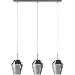 Eglo Pendellampe Murmillo Schwarz/Grau Stahl 17 cm 150 mm - Farbe: silber - Material: Stahl/ Glas - Pendellampe