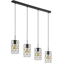 Eglo Pendellampe Estevau Braun Stahl 98 cm 110 cm - Farbe: dunkelbraun - LED - Pendellampe- LED Energiesparlampe