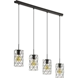 Eglo Pendellampe Estevau Braun Stahl 98 cm 110 cm - Farbe: dunkelbraun - LED - Pendellampe- LED Energiesparlampe