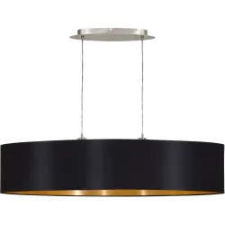 Pendellampe Maserlo Gold/Schwarz Stahl/Stoff 100 cm 110 cm - Farbe: schwarz-gold - Pendellampe