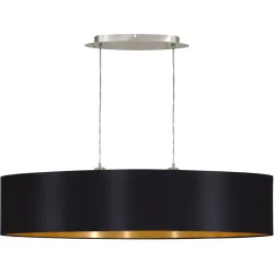 Pendellampe Maserlo Gold/Schwarz Stahl/Stoff 100 cm 110 cm - Farbe: schwarz-gold - Pendellampe