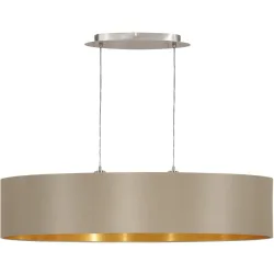 Pendellampe Maserlo Braun/Grau Stahl/Stoff 100 cm 110 cm - Farbe: taupe - Pendellampe