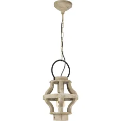 Pendellampe Kinross Braun Stahl/Holz 110 cm - Material: Holz/Stahl - Pendellampe