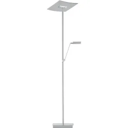 Leselampe Maluna Grau Aluminium/Eisen 39 cm 180 cm - Farbe: Nickel matt - LED - Lichtfarbe: Extra warmweiss - Leselampe- LED Energiesparlampe