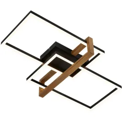 Deckenlampe Talla Schwarz Holz/Metall - LED - Lichtfarbe: Warmweiss - Deckenlampe- LED Energiesparlampe