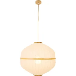 Pendellampe Seoul Weiss Holz/Leinen weiss Ø 62cm E27