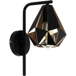 Eglo Wandlampe Carlton 4 Kupfer/Schwarz Stahl 31.5 cm - Farbe: schwarz/kupfer - Wandlampe