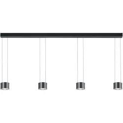 Designer-Pendellampe Bankamp Impulse anthrazit 4-flammig vertical flex - Farbe: anthrazit eloxiert - LED - Lichtfarbe: Extra warmweiss - Material:
