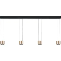 Designer-Pendellampe Bankamp Impulse Roségold 4-flammig vertical flex - Farbe: Rose/Gold eloxiert - LED - Lichtfarbe: Extra warmweiss - Material: