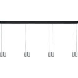 Designer-Pendellampe Bankamp Impulse Nickel matt 4-flammig vertical flex - Farbe: Nickel matt mit Chrom abgesetzt - LED - Lichtfarbe: Extra warmweiss