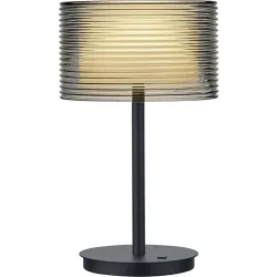 Designer-Tischlampe Bankamp Grand Groove schwarz dimmbar D 20 cm H 34 cm - LED - Lichtfarbe: Extra warmweiss - Material: Aluminium -