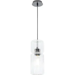 Pendellampe Harmon Grau/Transparent Glas/Metall 13.2 cm 120 cm - Farbe: Anthrazit matt/Transparent - Material: Metall/Glas - Pendellampe
