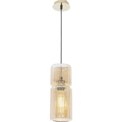 Pendellampe Harmon Bronze/Schwarz/Transparent Glas/Metall 13.2 cm 120 cm - Farbe: Messing/Schwarz/Transparent - Material: Metall/Glas - Pendellampe