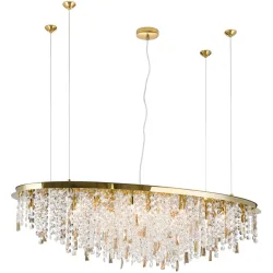 Briamond Pendellampe Crystalriver Gold/Transparent Stahl/Kristall 120 cm 31 cm - Pendellampe