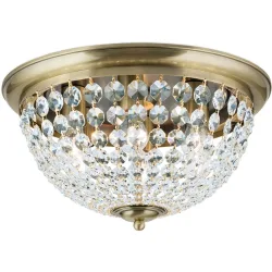 Briamond Deckenlampe Plafond Kristall/Messing 50 cm 30 cm - Farbe: Patina - Material: Messing/Kristall - Deckenlampe