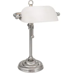 Briamond Tischlampe Harvard Weiss Glas/Messing 20 cm 32 cm - Farbe: Opal weiss satiniert - Material: Messing/Glas - Tischlampe