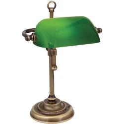 Briamond Tischlampe Harvard Grün Glas/Messing 20 cm 32 cm - Farbe: patina/grün - Material: Messing/Glas - Tischlampe