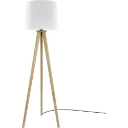 HERZBLUT Stehlampe Elli Weiss/Braun Holz 47 cm 160 cm - Farbe: Braun, Weiss - Material: Nickel/Holz - Stehlampe