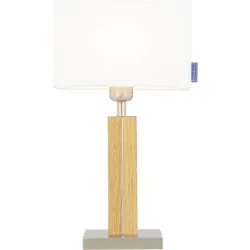HERZBLUT Tischlampe Dana Q Weiss/Braun Holz 23.5 cm 40 cm - Farbe: natur/weiss - Material: Nickel/Holz - Tischlampe