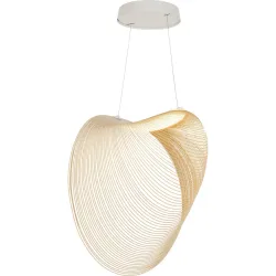 Luceplan Pendellampe Illan Braun/Weiss Holz 60 cm 300 cm - Farbe: natur/weiss - LED - Lichtfarbe: Extra warmweiss - Material: Birke - Pendellampe- LED