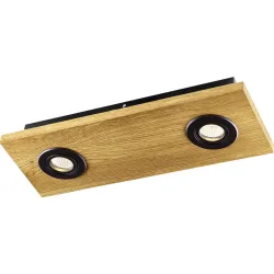 HERZBLUT Deckenlampe Lennon Schwarz Metall/Holz 44 cm 6 cm - Farbe: natur/schwarz - Material: Nickel/Holz - Deckenlampe
