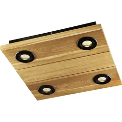 HERZBLUT Deckenlampe Lennon Schwarz Metall/Holz 44 cm 8 cm - Farbe: natur/schwarz - Material: Nickel/Holz - Deckenlampe