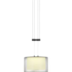 Designer-Pendellampe Bankamp Strada 2.0 Grand Smoke 1 dimmbar D 20 cm - Farbe: Schwarz/Silber/Transparent - LED - Lichtfarbe: Extra warmweiss -