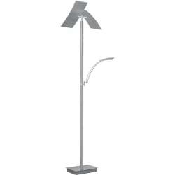 Stehlampe Felicia Silber Metall 31 cm 185 cm - Farbe: Nickel matt - LED - Lichtfarbe: Extra warmweiss - Helles Neutralweiss - Stehlampe- LED