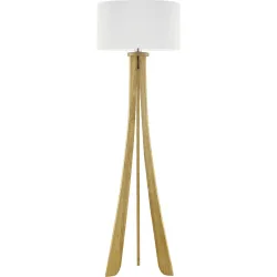 HERZBLUT Stehlampe Bow Braun/Weiss Metall/Holz 47 cm 165 cm - Farbe: natur, weiss - Material: Nickel/Holz - Stehlampe