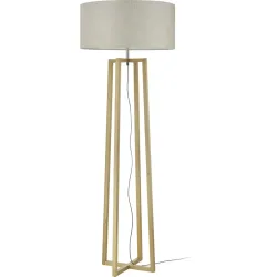 HERZBLUT Stehlampe Auri Silber/Braun Metall/Holz 35 cm 156 cm - Farbe: silber, holz - Material: Nickel/Holz - Stehlampe