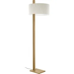 HERZBLUT Stehlampe Lydia Weiss/Braun Metall/Holz 32 cm 178 cm - Farbe: Weiss, Natur - Material: Nickel/Holz - Stehlampe