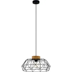 Eglo Pendellampe Padstow Schwarz Stahl/Holz 110 cm - Farbe: natur/schwarz - Material: Holz/Stahl - Pendellampe