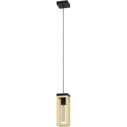 Eglo Pendellampe Nafferton Braun/Schwarz Stahl/Holz 10 cm 110 cm - Material: Holz/Stahl - Pendellampe