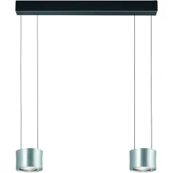Designer-Pendellampe Bankamp Impulse nickel matt 2-flammig vertical flex - Farbe: Nickel matt mit Chrom abgesetzt - LED - Lichtfarbe: Extra warmweiss
