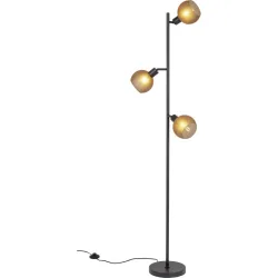 Stehlampe Carini Glas/Metall schwarz 3xE14 - Material: Metall/Glas - Stehlampe