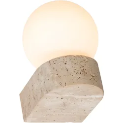 Wandlampe Cara Weiss/Beige Glas/Stein 10 cm 16.7 cm - Farbe: natur/weiss - Material: Stein/Glas - Wandlampe