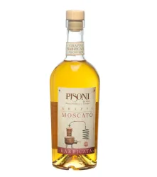 Pisoni: Grappa Trentina Moscato Barricata / 45 % Vol. / 0,7 Liter-Flasche in Geschenkkarton