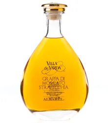 Villa de Varda Grappa Moscato Stravecchia-Albarel / 40% Vol. / 0,7 L Flasche in Mahagoniholzkassette