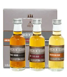Auchentoshan Gift Collection Whisky-Probierset American Oak, Three Wood, 12 YO / 40 & 43 % Vol. / 3 x 0,05 Liter in Geschenkbox