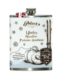 Prinz Flachmann Winter Marille / 34 % vol / 0,2 Liter-Flasche aus Edelstahl