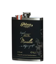 Prinz Flachmann Alte Marille in Holzfass gereift / 41 % Vol. / 0,2 Liter-Flasche aus Edelstahl