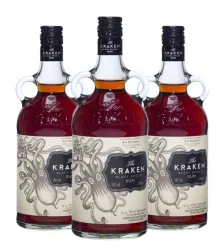 3 x The Kraken Black Spiced Spirit Drink auf Rum-Basis / 40 % vol / 3 x 0,7 Liter-Flasche