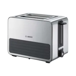 Bosch Haushalt TAT7S25 Toaster mit eingebautem Brötchenaufsatz Edelstahl, Schwarz