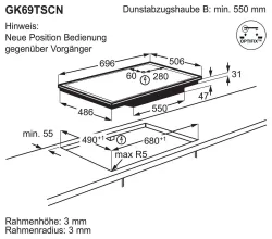 Electrolux GK69TSCN Glaskeramik Kochfeld mit Touch-Display