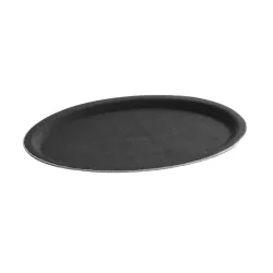 Hendi Serviertablett rutschfest, oval 16x23cm – Diverse Gastro Küchenutensilien – schwarz