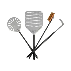 BBQ Dragon Pizzaofen Zubehör 4tlg. Pizzazubehör – Grillzange/Grillbesteck – schwarz